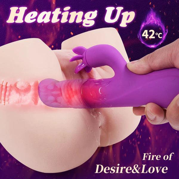 Aiya - 7 Rotating 3 Vibration Telescopic Heating Vibrator for Clitoral and G-spot Stimulation - Secret Garden