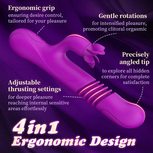 Aiya - 7 Rotating 3 Vibration Telescopic Heating Vibrator for Clitoral and G-spot Stimulation - Secret Garden