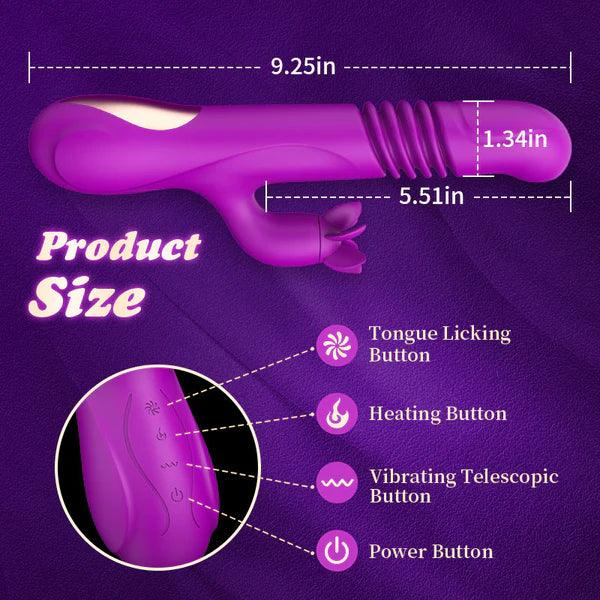 Aiya - 7 Rotating 3 Vibration Telescopic Heating Vibrator for Clitoral and G-spot Stimulation - Secret Garden