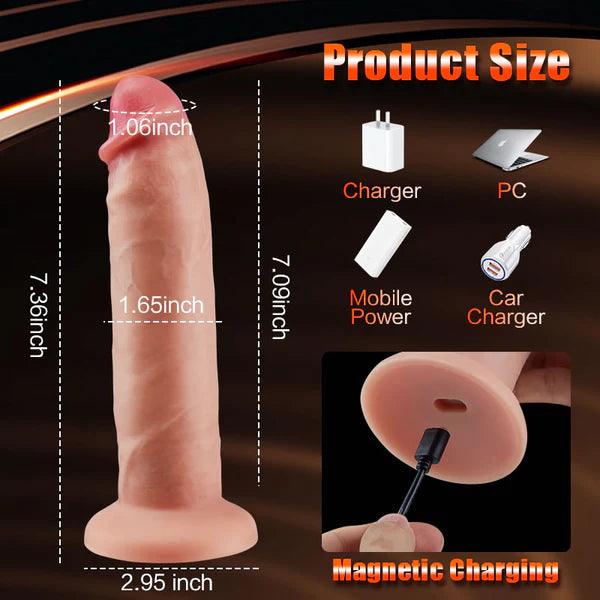 Dva Fully Foreskin 10 Vibrations 7 Adjustable Frequencies Dildo with Suction Cup Base 7.36 Inches - Secret Garden