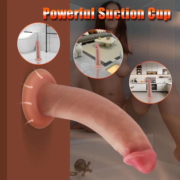 Dva Fully Foreskin 10 Vibrations 7 Adjustable Frequencies Dildo with Suction Cup Base 7.36 Inches - Secret Garden