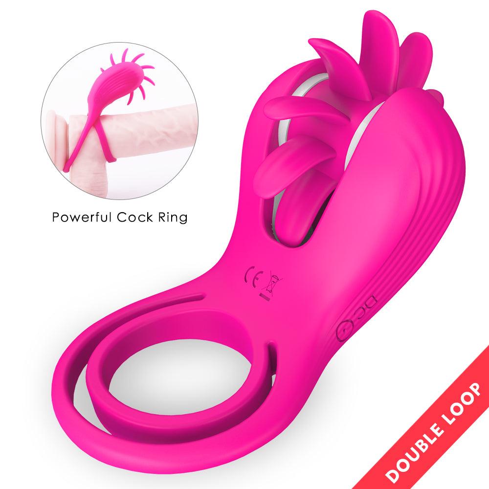 Cum locking ring male live tongue licking vibrating ring penis massager - Secret Garden