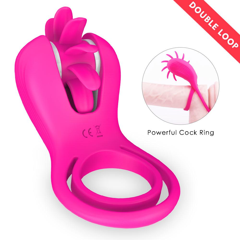 Cum locking ring male live tongue licking vibrating ring penis massager - Secret Garden