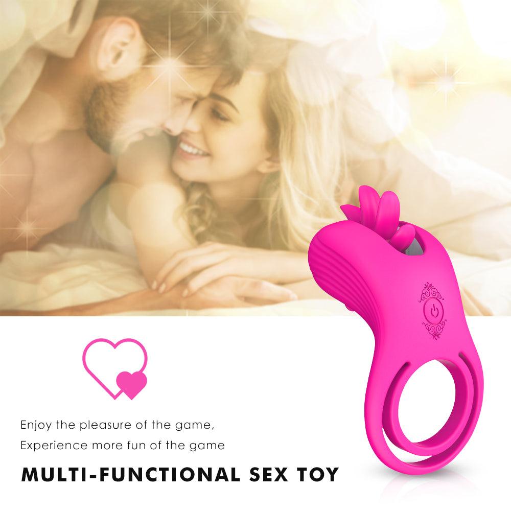 Cum locking ring male live tongue licking vibrating ring penis massager - Secret Garden