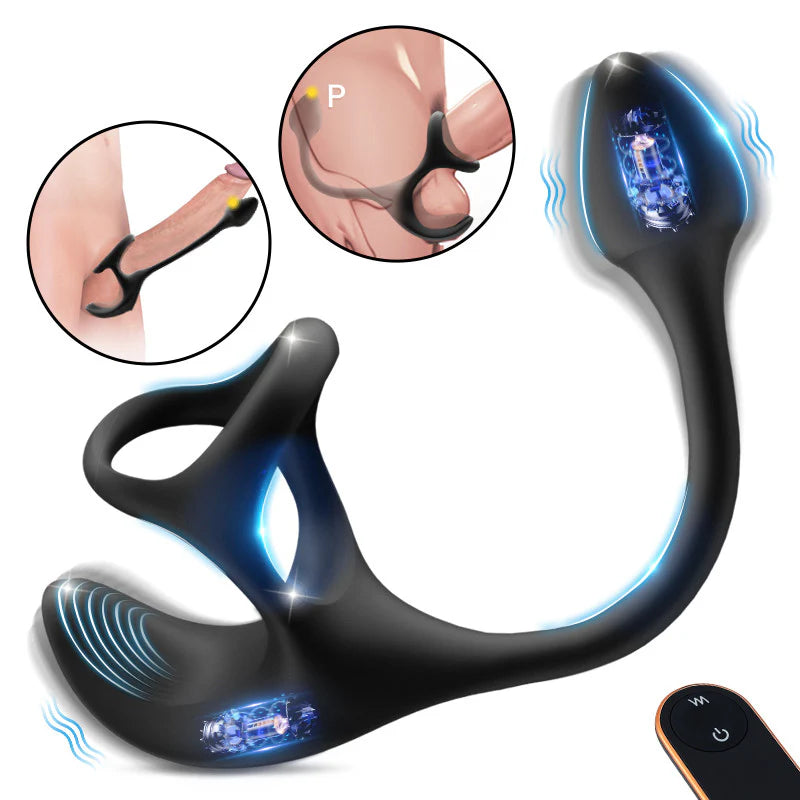 Anal plug spherical vibration stimulator with cock rings