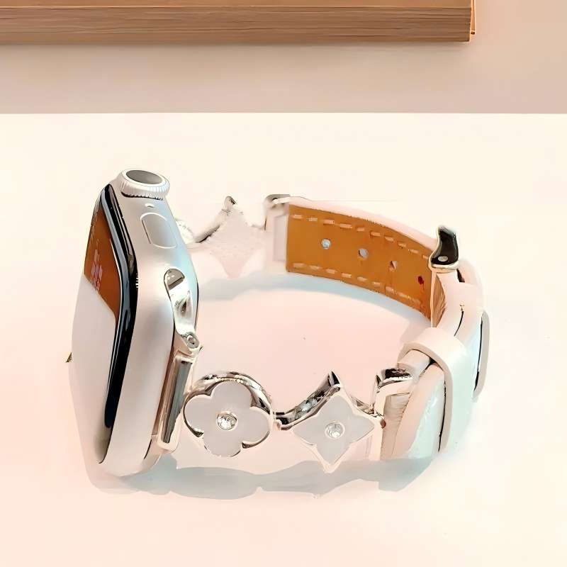 Apple applewatch leather strap cross flower women autumn and winter models