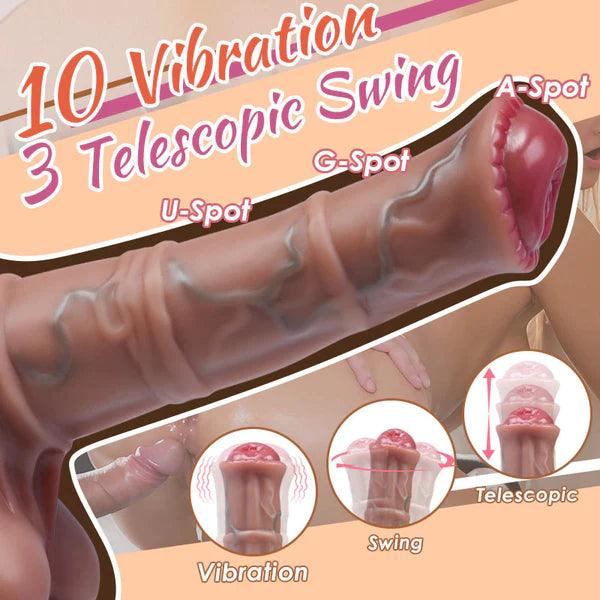 Secret Garden 3 Telescopic Swing 10 Vibration Heating Dildo 7.75 Inch - Secret Garden