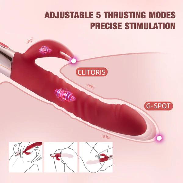 3-IN-1 Retractable Burgundy Heated Vibrator - Secret Garden