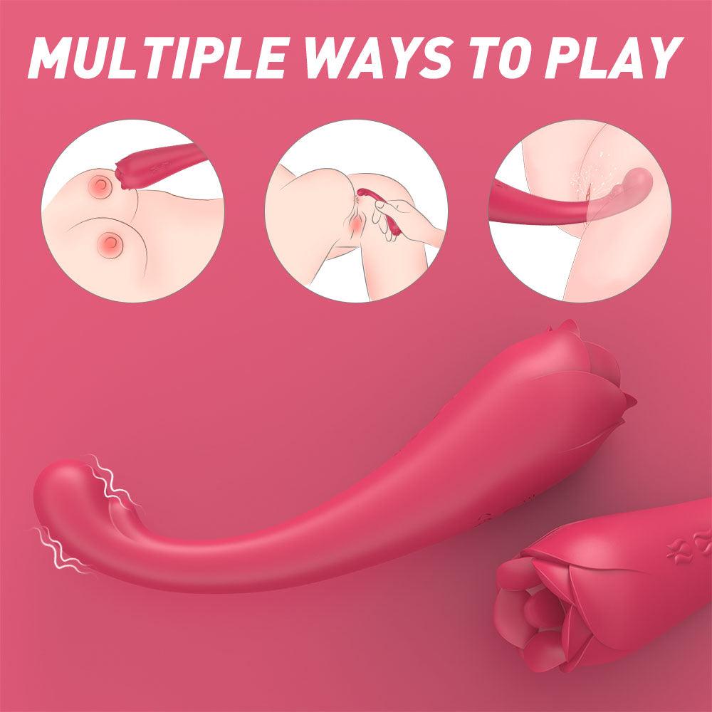 Rose Women's Tongue Vibrating G-spot Massage Clitoral Stimulation Masturbator - Secret Garden