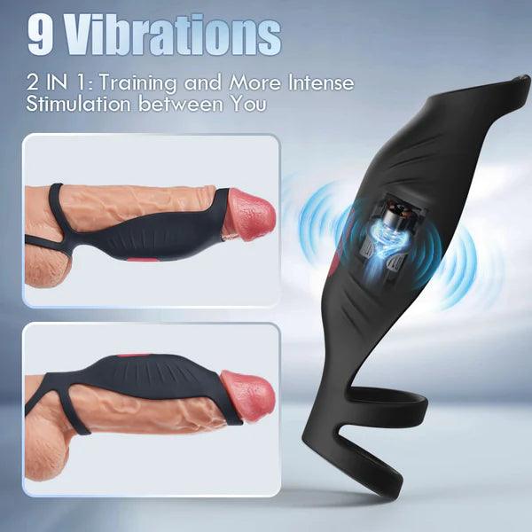 Secret Garden - 9 Vibrating Cock Ring and Penis Sleeve 2 IN 1 Male Vibrator for Couples - Secret Garden