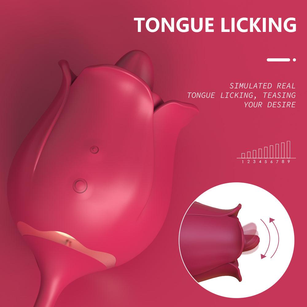 Female Vibrator Rose Rhythms Toy Female 2 in 1 Rose Toy Clitoral Licking Tongue - Secret Garden