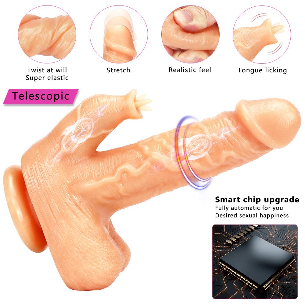 Flush electric telescopic swinging simulation dildo heated tongue dildo - Secret Garden