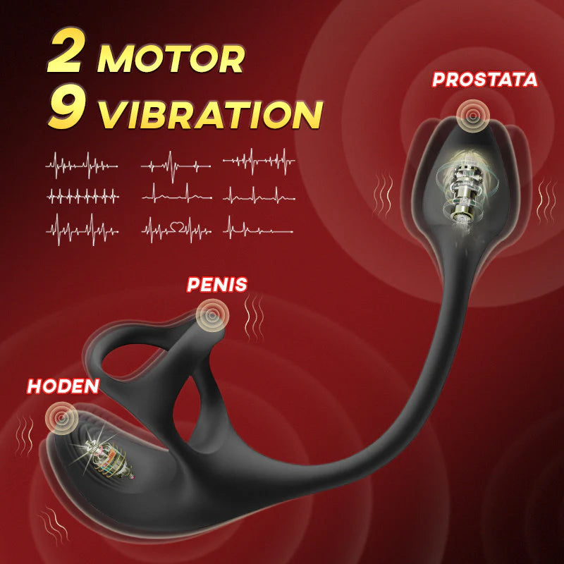 Anal plug spherical vibration stimulator with cock rings