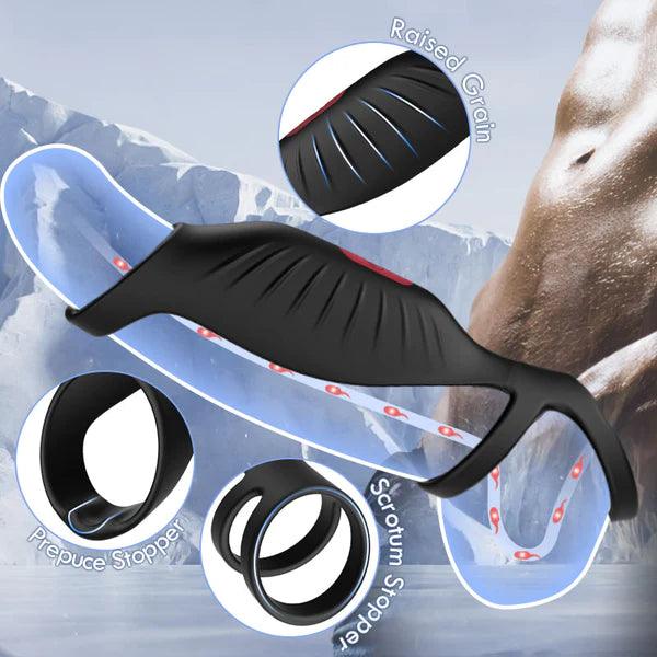 Secret Garden - 9 Vibrating Cock Ring and Penis Sleeve 2 IN 1 Male Vibrator for Couples - Secret Garden