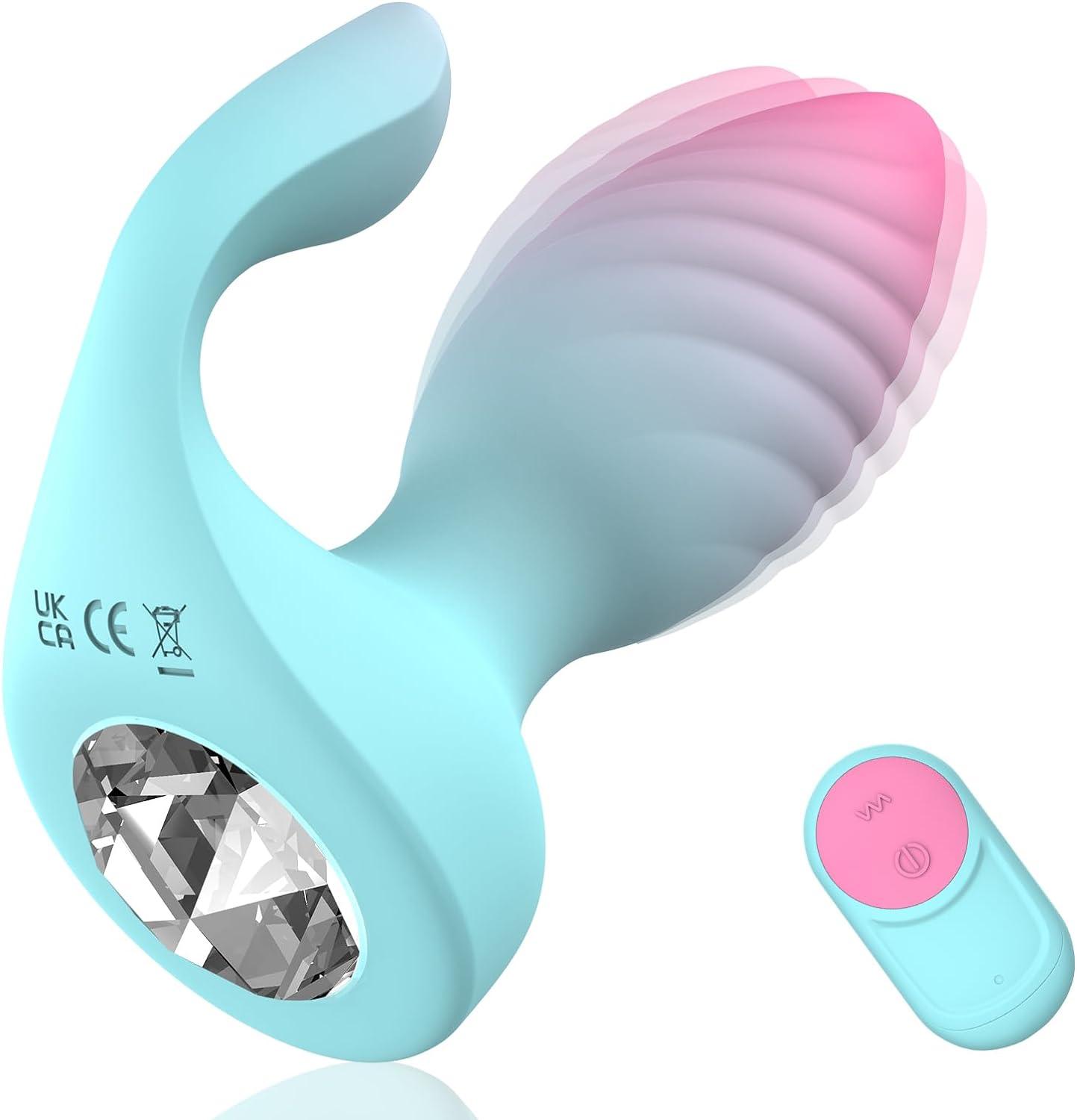 Secret Garden 2 in 1 Remote Control Vibrator Clitoris Stimulator with 10 Vibrating Frequencies, Dual Motors Anal Toys Vibrating Butt Plug with Crystal Diamond Female Sex Toy - Secret Garden