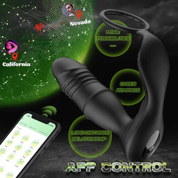 APP Controller Penis Ring Locking Prostate Massager - Secret Garden