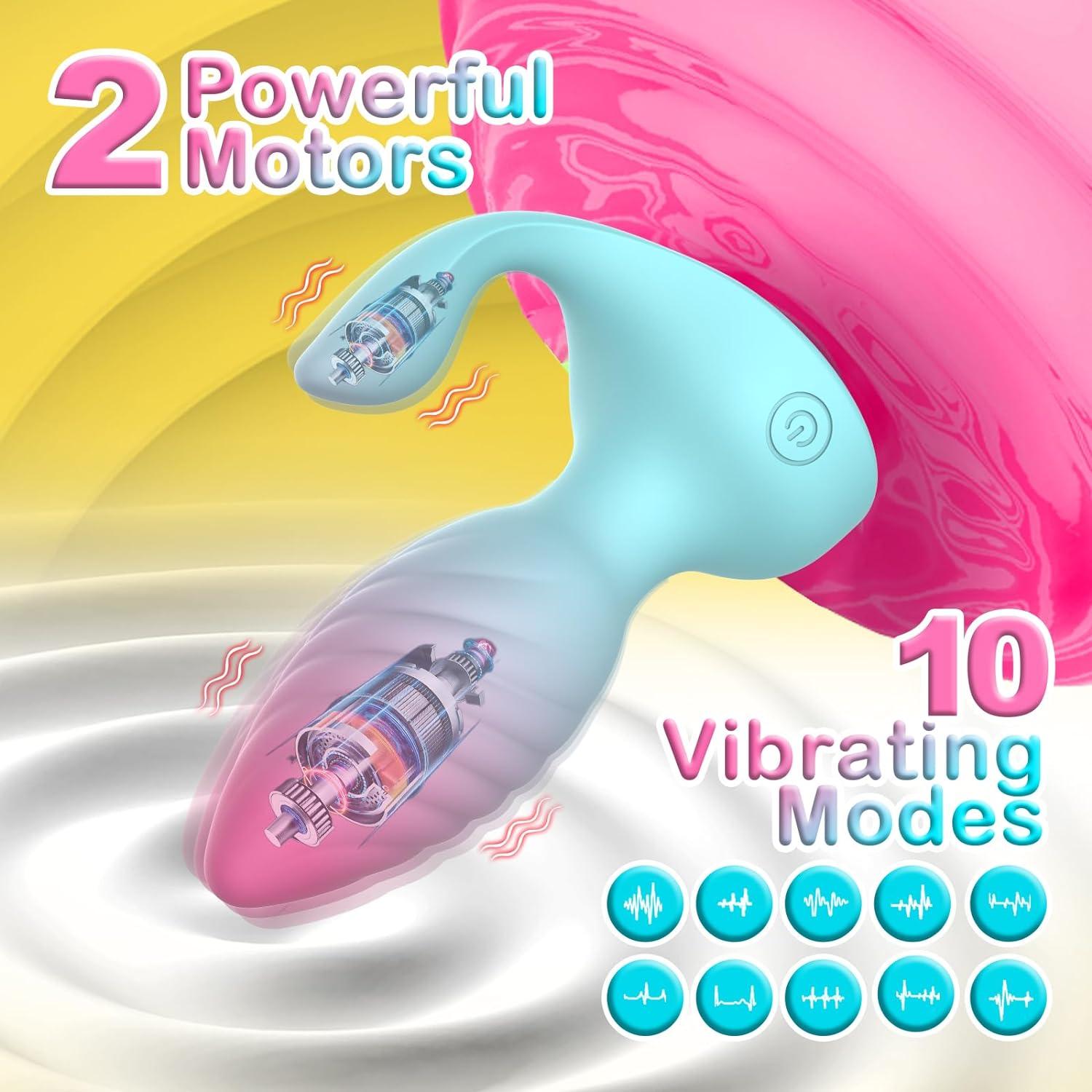 Secret Garden 2 in 1 Remote Control Vibrator Clitoris Stimulator with 10 Vibrating Frequencies, Dual Motors Anal Toys Vibrating Butt Plug with Crystal Diamond Female Sex Toy - Secret Garden