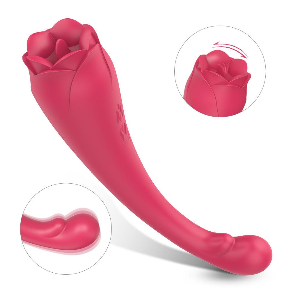 Rose Women's Tongue Vibrating G-spot Massage Clitoral Stimulation Masturbator - Secret Garden