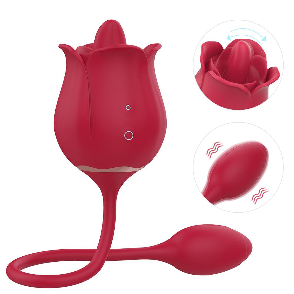 Female Vibrator Rose Rhythms Toy Female 2 in 1 Rose Toy Clitoral Licking Tongue - Secret Garden