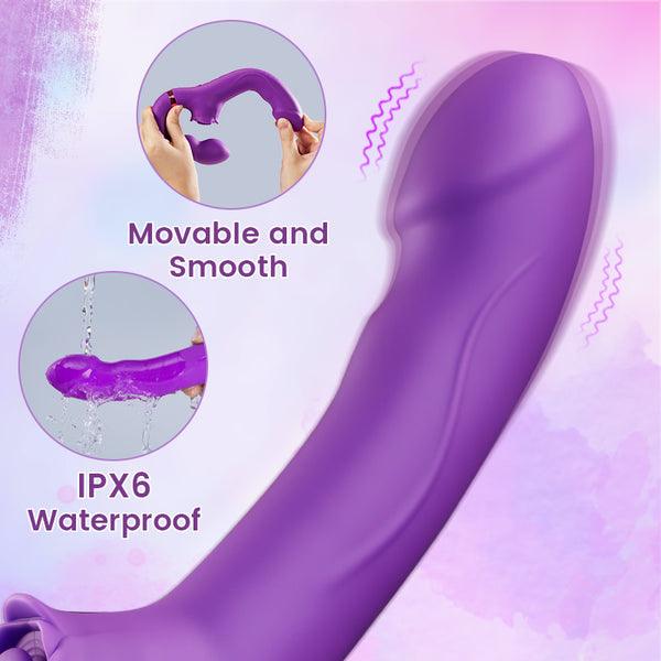 Loria for Couples 10 Tapping & Vibrating G-spot Clit Stimulator Strapless Double-ended Remote Control Dildo - Secret Garden