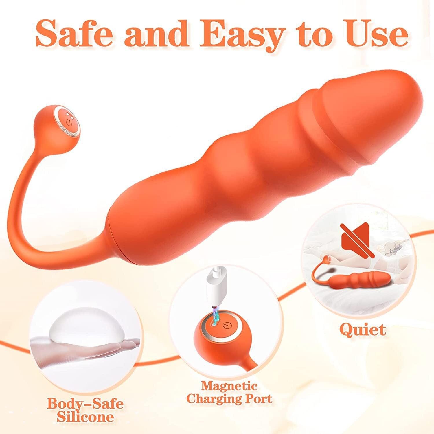 Female G-spot Vibrator Rear Anal Plug Retractable Rotating Masturbator - Secret Garden