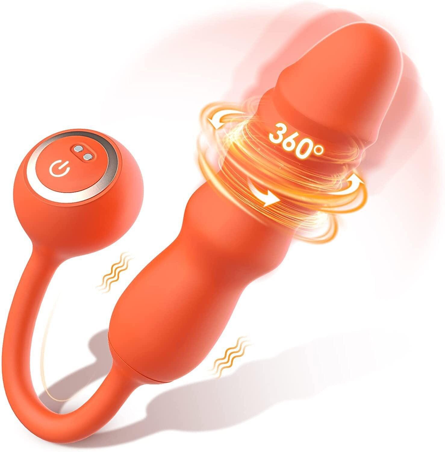 Female G-spot Vibrator Rear Anal Plug Retractable Rotating Masturbator - Secret Garden