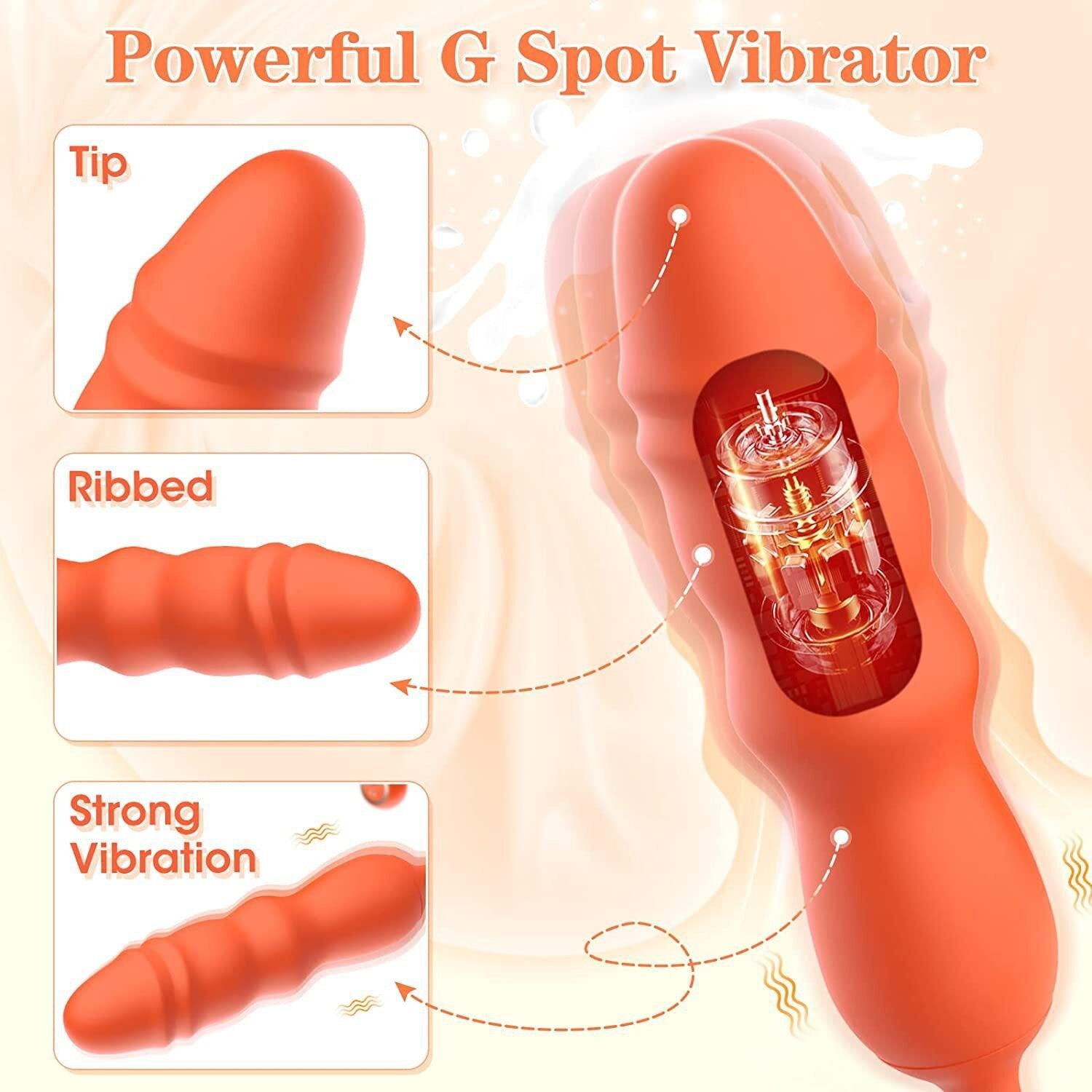 Female G-spot Vibrator Rear Anal Plug Retractable Rotating Masturbator - Secret Garden