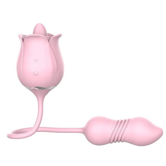 Rose Toy Vibrator for Women - Tongue Licking Stimulator 3-in-1 Clitoral Stimulator G-Spot Stimulating Dildo Vibrator - Secret Garden