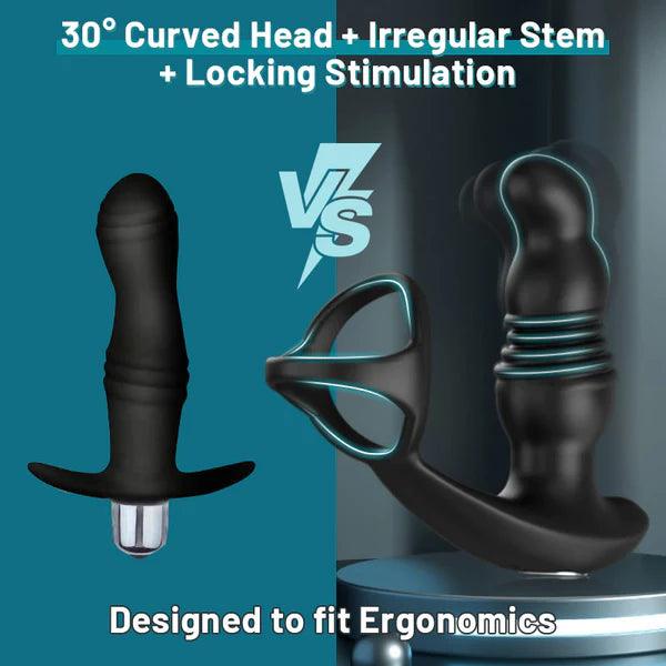 2 in 1 3 Thrusting 7 Vibrations Anal Massager with Cock Ring - Secret Garden