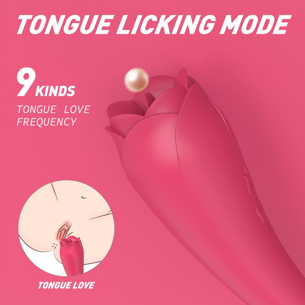 Rose Women's Tongue Vibrating G-spot Massage Clitoral Stimulation Masturbator - Secret Garden