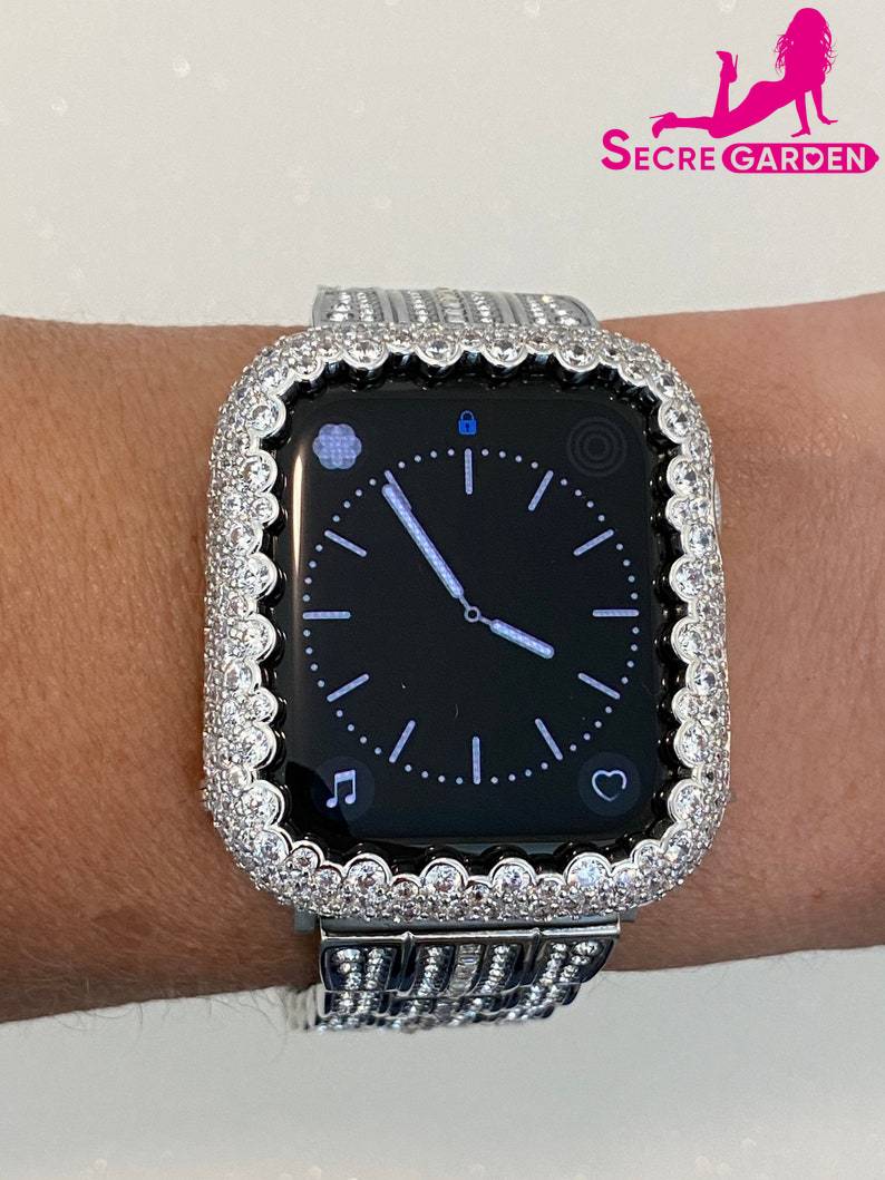 Introducing the Silver Diamond Apple Watch Bezel Cover - Bling Series 2-9