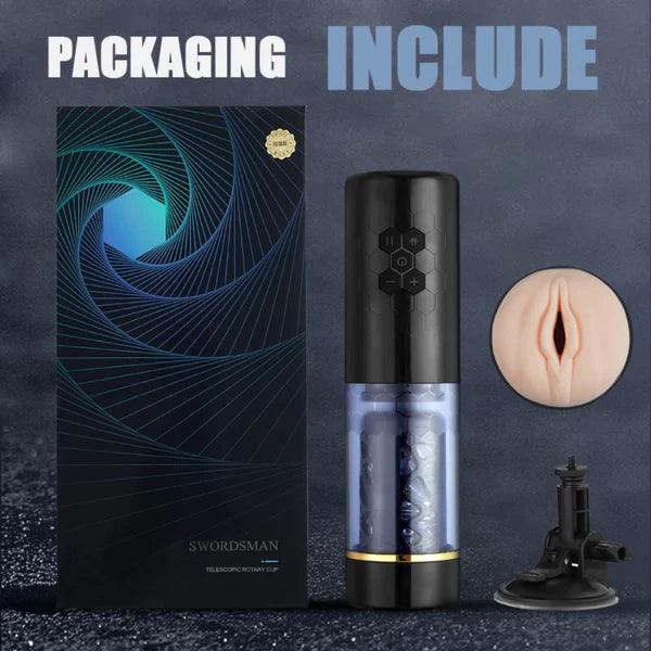 Hands-Free Male Masturbator with Suction Cup with 10 Automatic Powerful Thrusts for Stimulating Stroking Pocket Pussy Oral Sex Rotation Mode Standing Masturbator with Realistic Vagina and Enjoy Sex Toys - Secret Garden