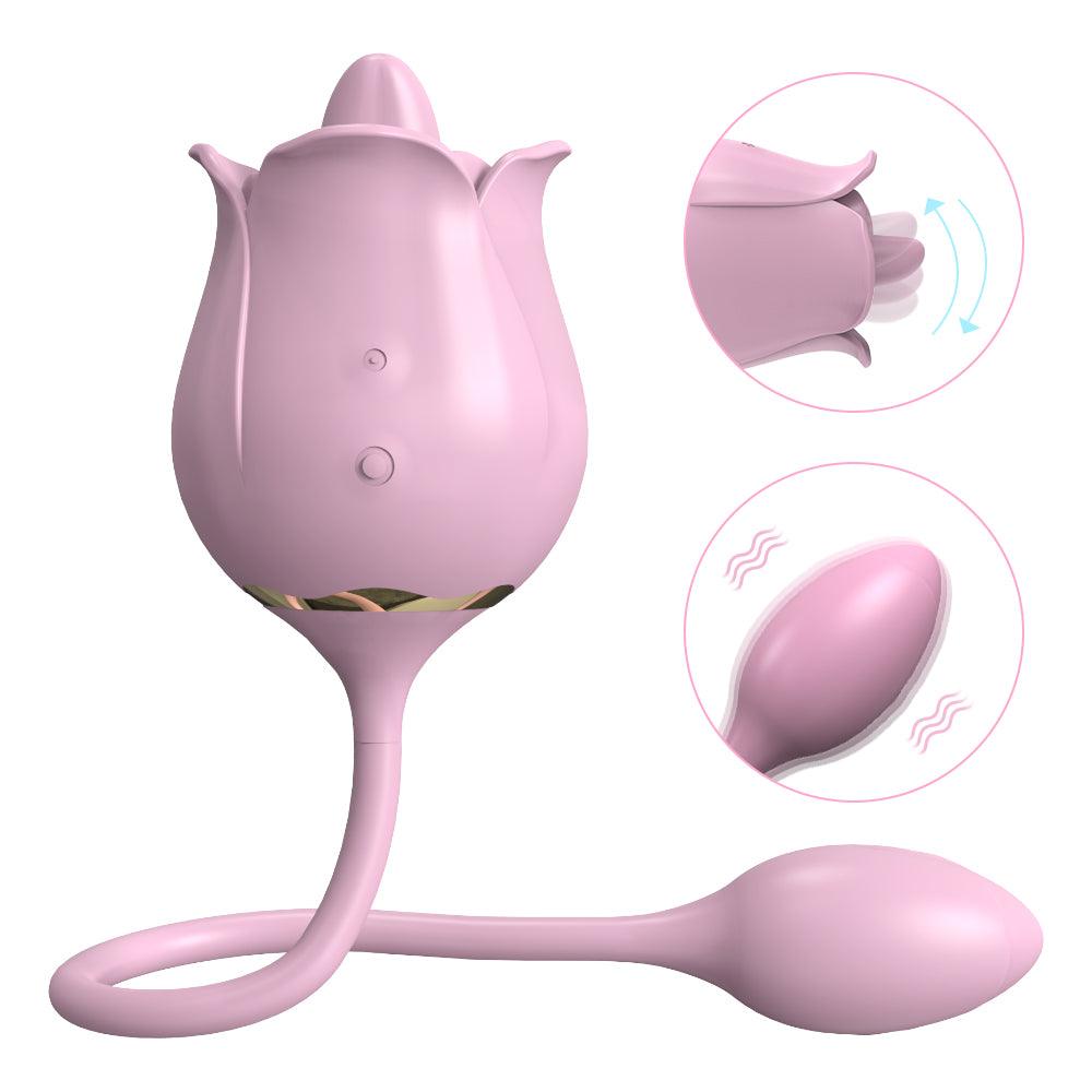 Female Vibrator Rose Rhythms Toy Female 2 in 1 Rose Toy Clitoral Licking Tongue - Secret Garden